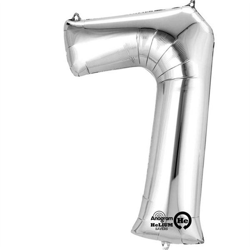 SILVER NO. 7 SUPERSHAPE FOIL BALLOON