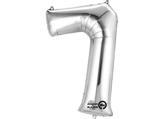 SILVER NO. 7 SUPERSHAPE FOIL BALLOON