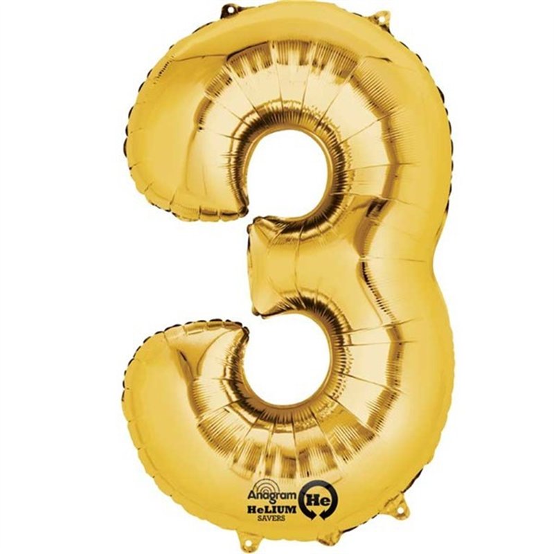 GOLD NO. 3 SUPERSHAPE FOIL BALLOON