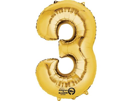 GOLD NO. 3 SUPERSHAPE FOIL BALLOON