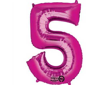 PINK NUMERAL 5 JUMBO FOIL BALLOON