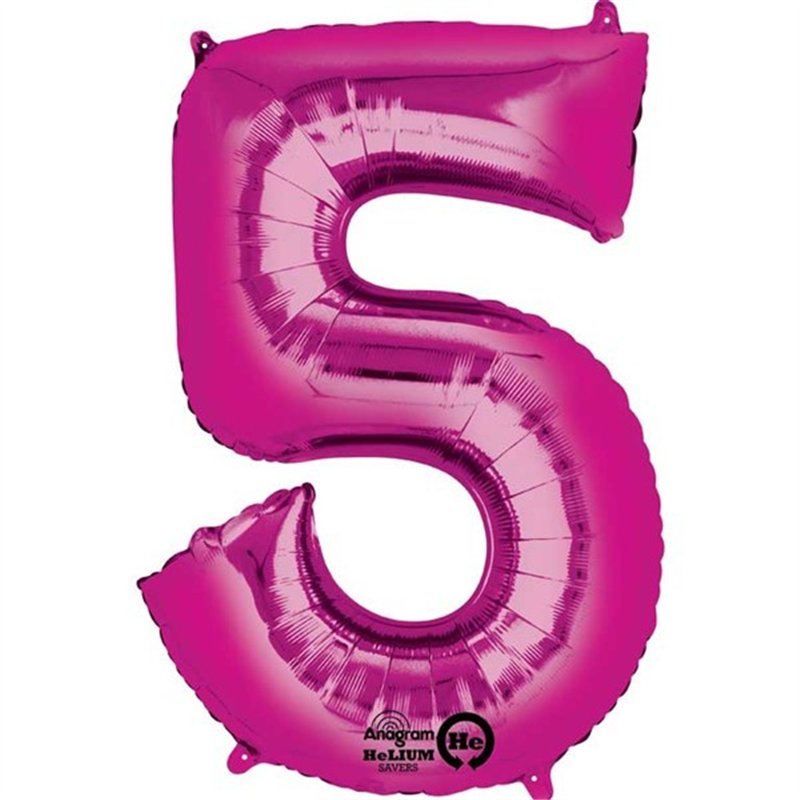 PINK NUMERAL 5 JUMBO FOIL BALLOON