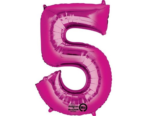 PINK NUMERAL 5 JUMBO FOIL BALLOON
