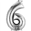 SILVER NO. 6 SUPERSHAPE FOIL BALLOON