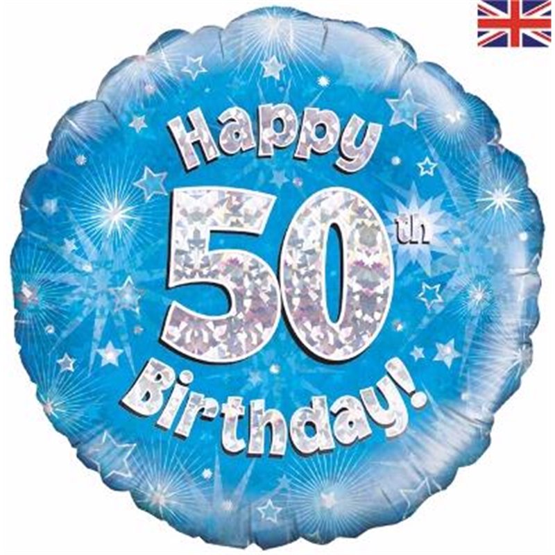 18IN 50TH B/DAY BLUE HOLO FOIL