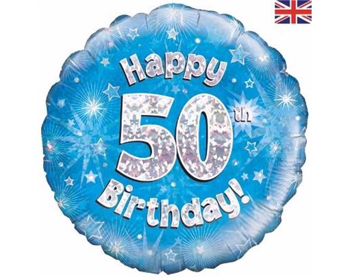 18IN 50TH B/DAY BLUE HOLO FOIL