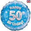 18IN 50TH B/DAY BLUE HOLO FOIL