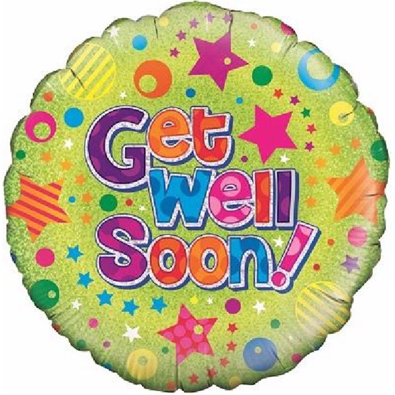 18IN GET WELL DOTS & STARS FOIL
