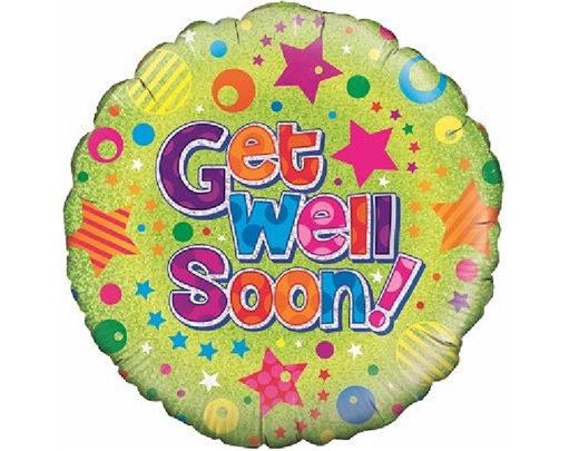 18IN GET WELL DOTS & STARS FOIL