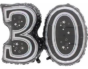 28IN 30TH BLACK FOIL BALLOON