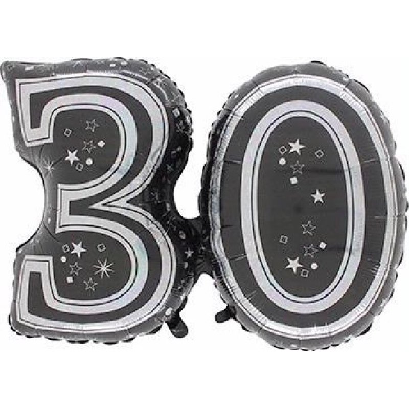 28IN 30TH BLACK FOIL BALLOON
