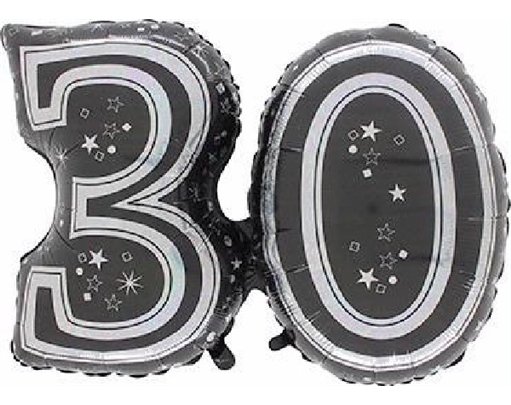 28IN 30TH BLACK FOIL BALLOON