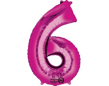 PINK NUMERAL 6 JUMBO FOIL BALLOON