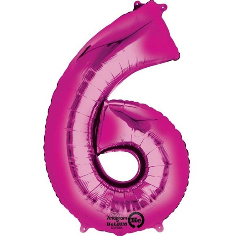 PINK NUMERAL 6 JUMBO FOIL BALLOON