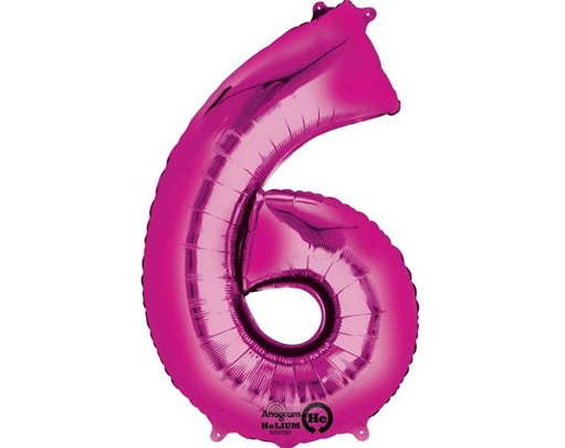 PINK NUMERAL 6 JUMBO FOIL BALLOON