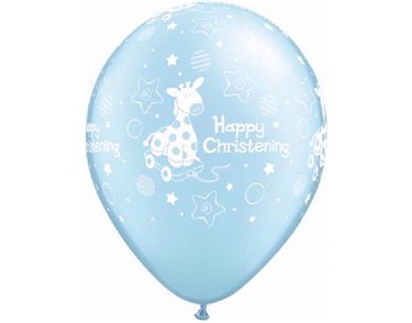 (25) 11IN HAPPY CHRISTENING GIRAFFE QUALATEX
