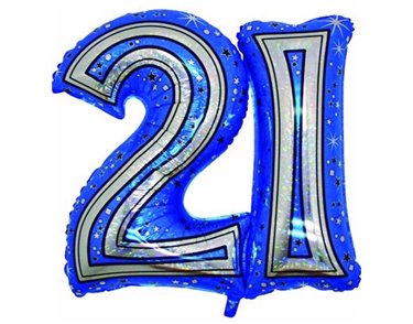 28IN 21ST BLUE FOIL BALLOON