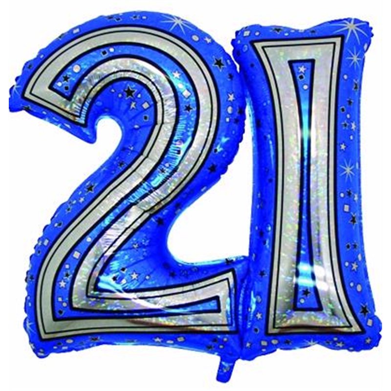 28IN 21ST BLUE FOIL BALLOON