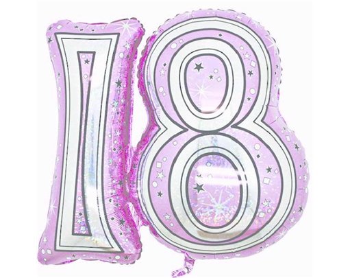 28IN 18TH PINK FOIL BALLOON