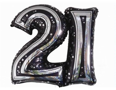 28IN 21ST BLACK FOIL BALLOON