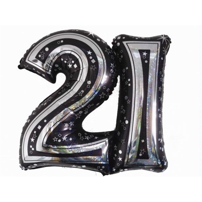 28IN 21ST BLACK FOIL BALLOON
