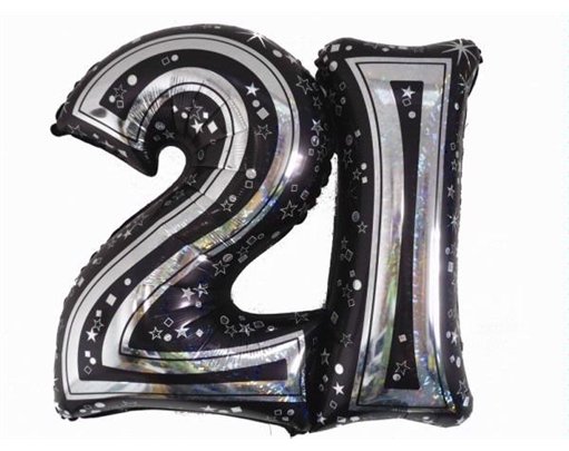 28IN 21ST BLACK FOIL BALLOON