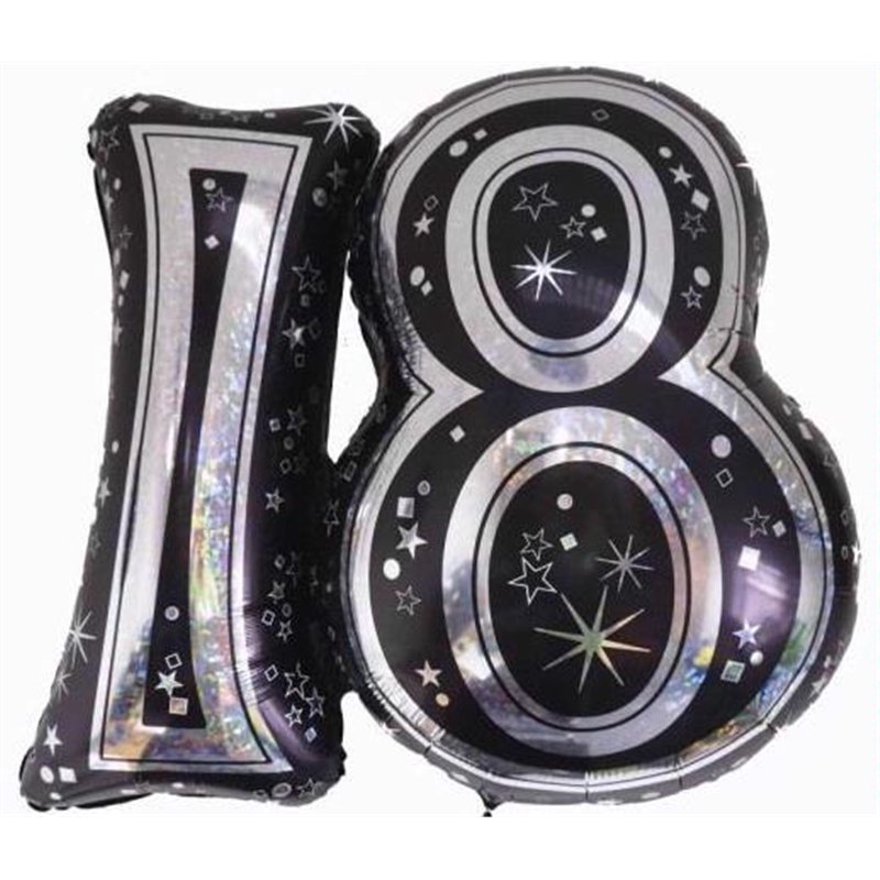 28IN 18TH BLACK FOIL BALLOON