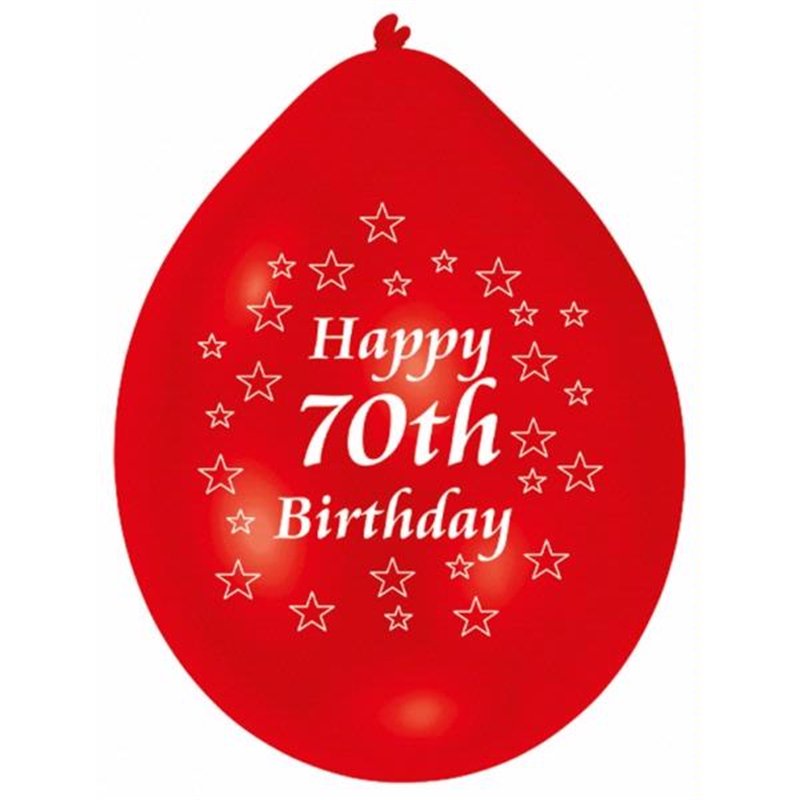 (10) 22CM 70TH B/DAY BALLOONS  6S