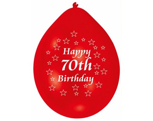 (10) 22CM 70TH B/DAY BALLOONS  6S