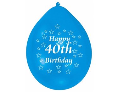 (10) 22CM 40TH B/DAY BALLOONS  6S