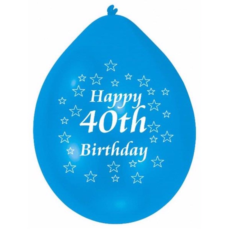 (10) 22CM 40TH B/DAY BALLOONS  6S