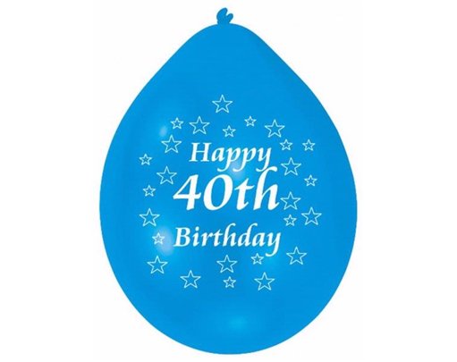 (10) 22CM 40TH B/DAY BALLOONS  6S