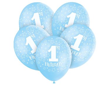 (5) 12IN BLUE 1ST BIRTHDAY BALLOONS