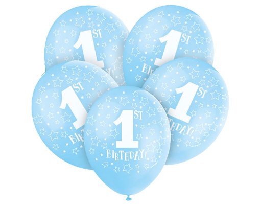 (5) 12IN BLUE 1ST BIRTHDAY BALLOONS