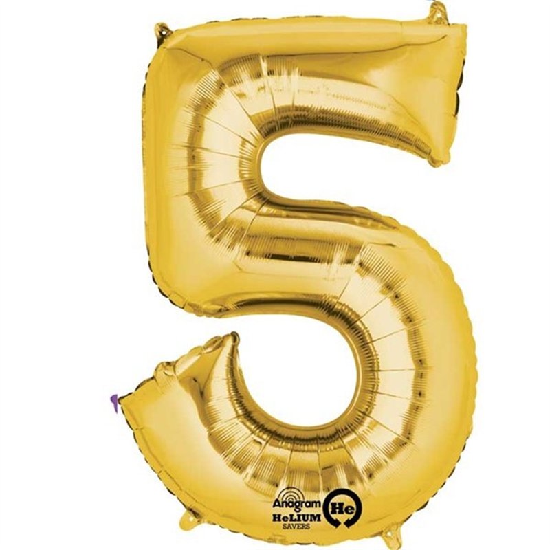 GOLD NO. 5 SUPERSHAPE FOIL BALLOON