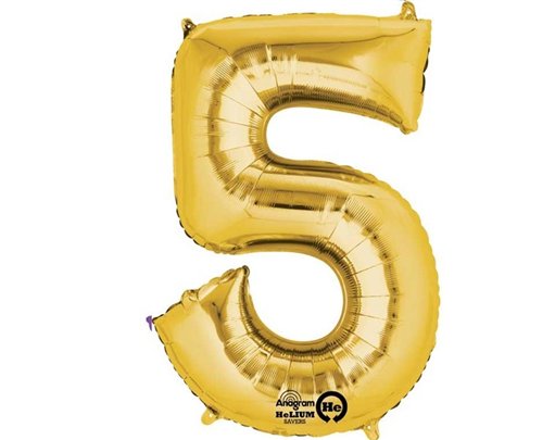 GOLD NO. 5 SUPERSHAPE FOIL BALLOON
