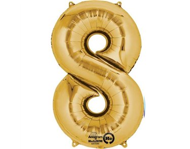 GOLD NO. 8 SUPERSHAPE FOIL BALLOON