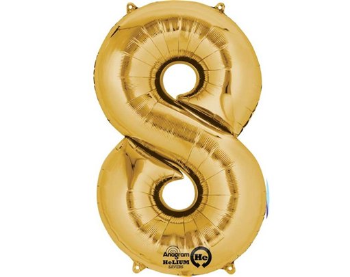 GOLD NO. 8 SUPERSHAPE FOIL BALLOON