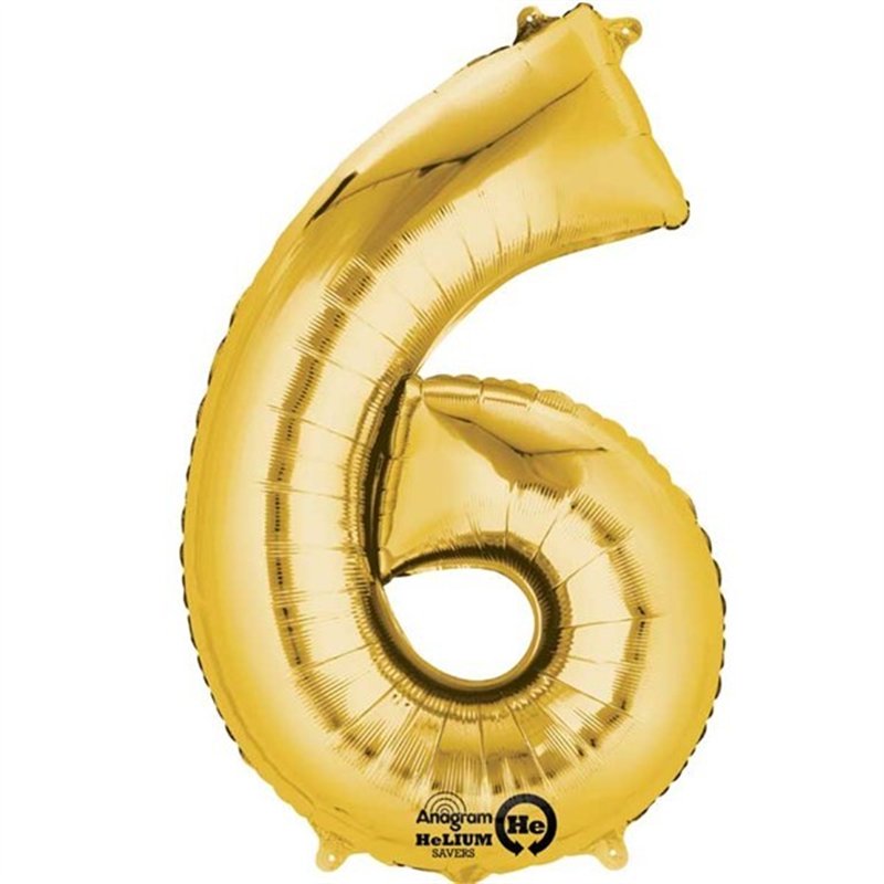 GOLD NO. 6 SUPERSHAPE FOIL BALLOON