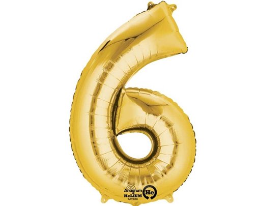 GOLD NO. 6 SUPERSHAPE FOIL BALLOON