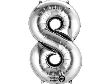SILVER NO. 8 SUPERSHAPE FOIL BALLOON
