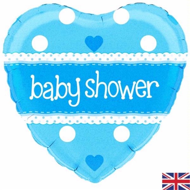 18IN BABY SHOWER BLUE HEART HOLO FO