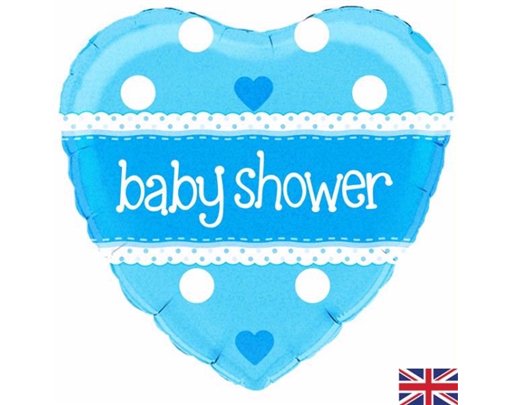 18IN BABY SHOWER BLUE HEART HOLO FO