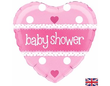 18IN BABY SHOWER HEART PINK HOLO FO
