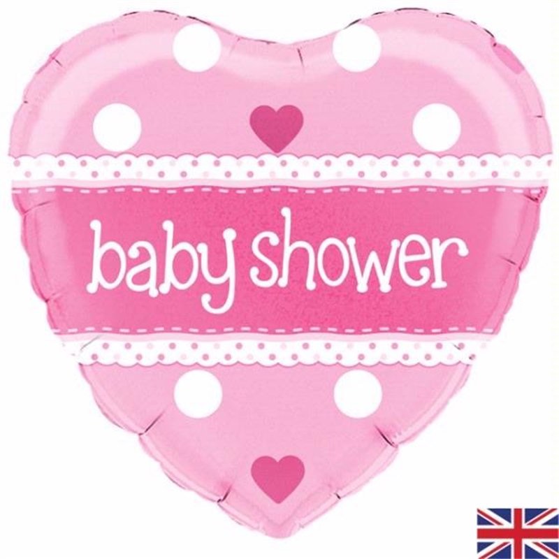 18IN BABY SHOWER HEART PINK HOLO FO