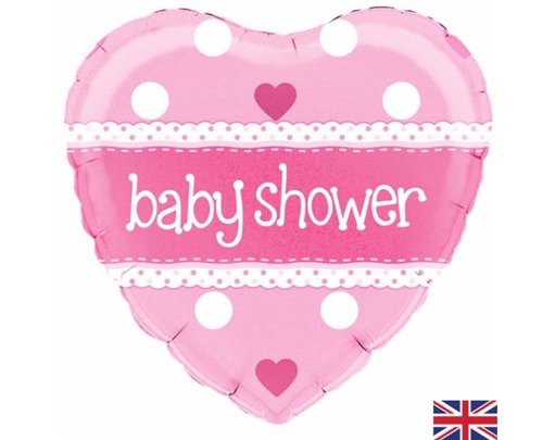 18IN BABY SHOWER HEART PINK HOLO FO
