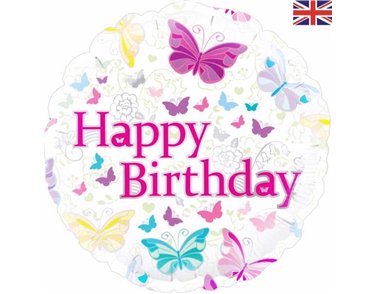 18IN BUTTERFLY HAPPY B/DAY FOIL