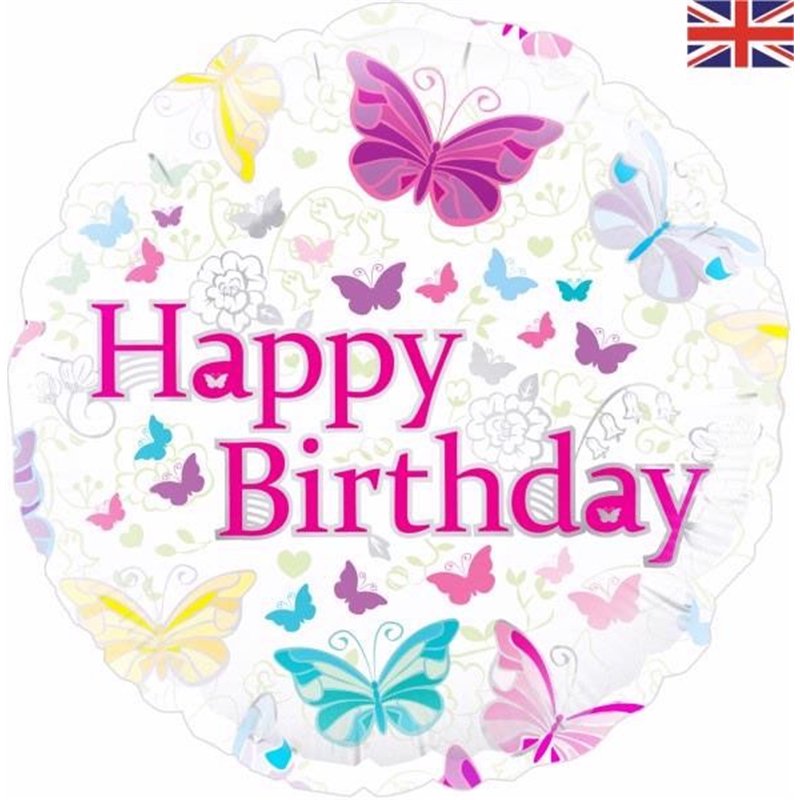 18IN BUTTERFLY HAPPY B/DAY FOIL