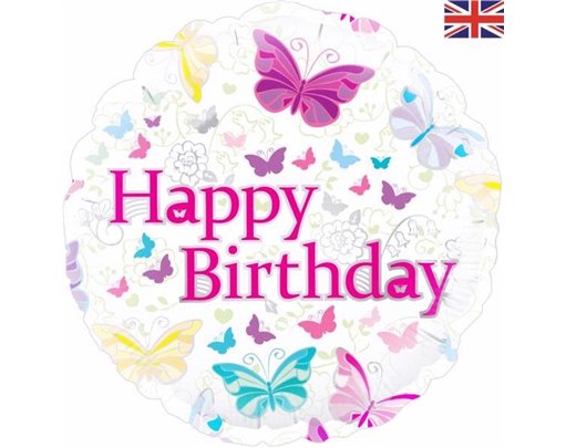 18IN BUTTERFLY HAPPY B/DAY FOIL