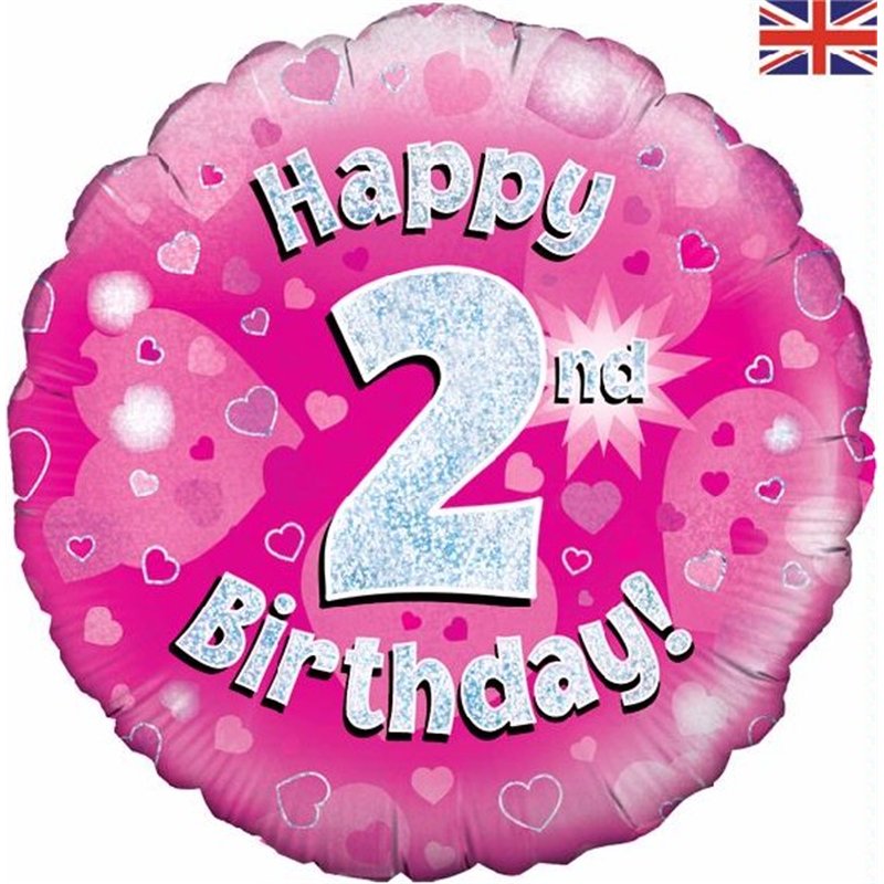 18IN HAPPY 2ND B/DAY PINK FOIL